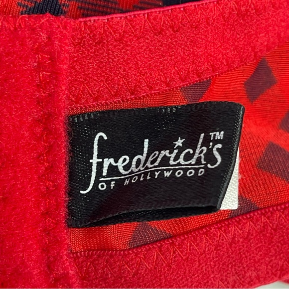 Frederick’s Of Hollywood Lightly Lined Bra Womens Size 42DD Red Plaid Underwire - Picture 6 of 11